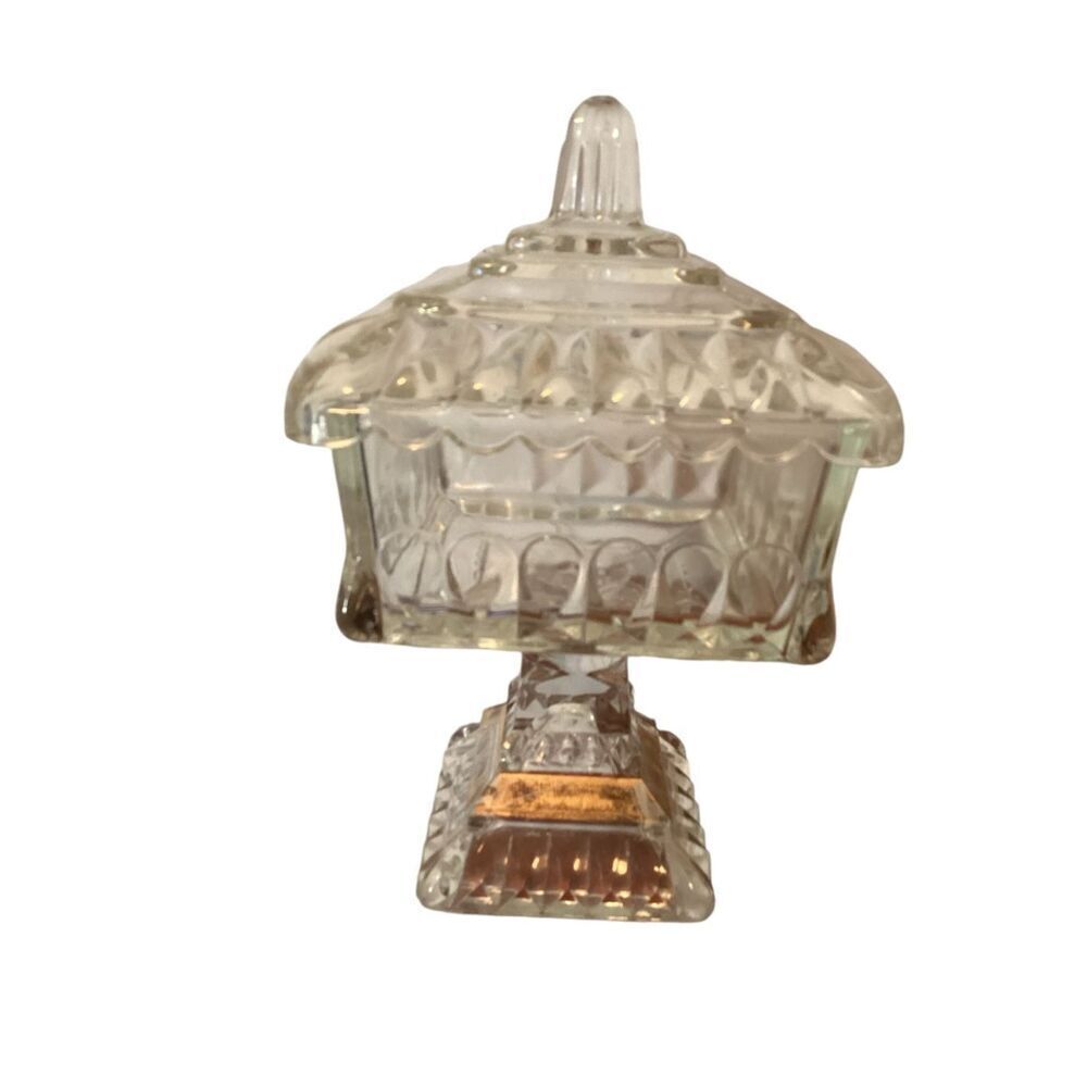 Jeanette Glass Clear Wedding Bowl Compote LiddedโPedestal Cake Dish